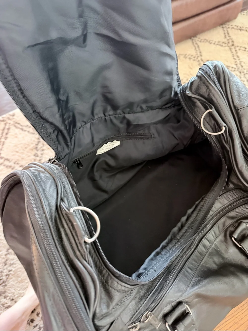 Black Leather Duffel Bag Men - Classic Travel Weekender
